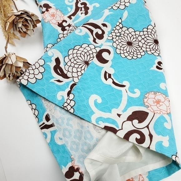 Trina Turk Turquoise Brown Floral Sundress Sz 2 - Picture 6 of 14